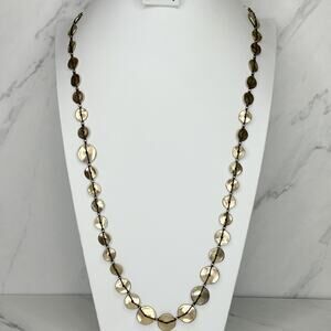 Chico's Hammered Disc Gold Tone Necklace 41.75-45.25in ✨